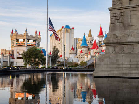 Las Vegas, APR 6 2021 - Exterior view of the New York-New York Hotel and Casinoのeditorial素材