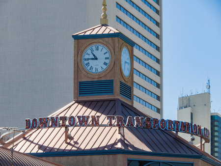 Las Vegas, MAR 5 2021 - Sunny view of the Downtown Transportation Center