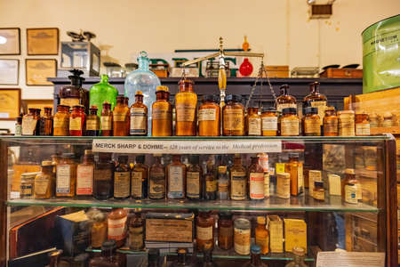 Oklahoma, DEC 11 2021 - Interior view of the old Oklahoma Frontier Drug Store Museumのeditorial素材