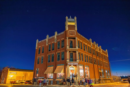 Guthrie, DEC 11 2021 - Night view of the historical State Capital buildingのeditorial素材