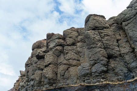 Basalt rock landscape at Penghu Island, Taiwanの写真素材