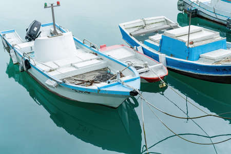 Penghu, Taiwan, JAN 11 2012 - Many fishing vessel parked in the harborのeditorial素材