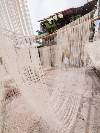 Close up shot of traditional Vermicelli drying outside at Penghu, Taiwan