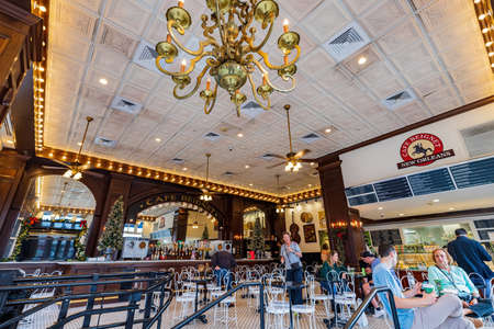 Louisiana, DEC 25 2021 - Interior view of the Cafe Beignet, Decatur Streetのeditorial素材