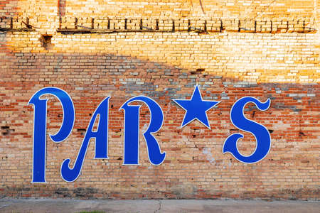 Paris Texas, DEC 22 2021 - Close up shot of Paris Textのeditorial素材