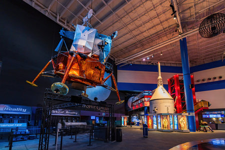 Texas, DEC 27 2021 - Interior view exhibition of Space Center Houston