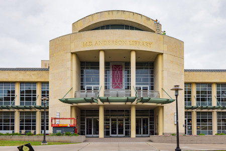 Texas, DEC 27 2021 - Overcast view of the M.D. Anderson Library of University of Houston