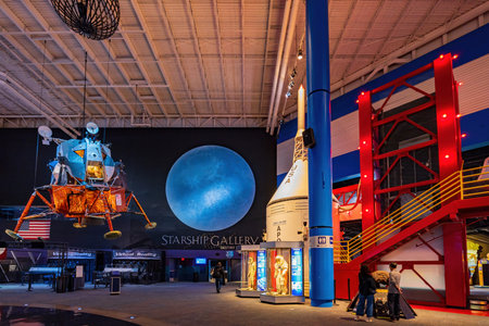 Texas, DEC 27 2021 - Interior view exhibition of Space Center Houston