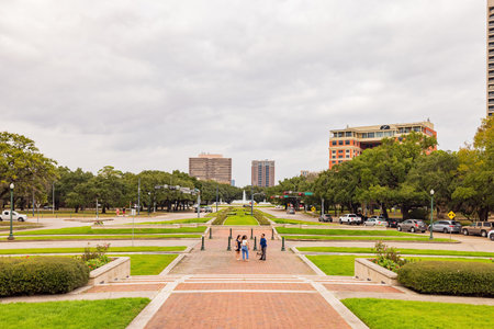 Texas, DEC 27 2021 - Overcast view of the Hermann Parkのeditorial素材