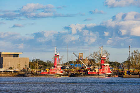 Louisiana, DEC 24 2021 - Daytime view of the waterfront landscape at French Quarterのeditorial素材