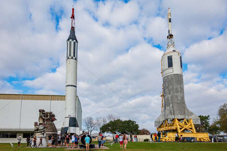 Texas, DEC 27 2021 - Exterior view exhibition of Space Center Houstonのeditorial素材