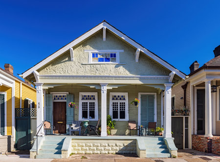 Daytime view of the beautiful historical building at French Quarter, New Orleans, Louisianaのeditorial素材