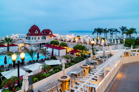 San Digeo, MAY 29 2015 - Dawn view of the Historical Hotel del Coronadoのeditorial素材