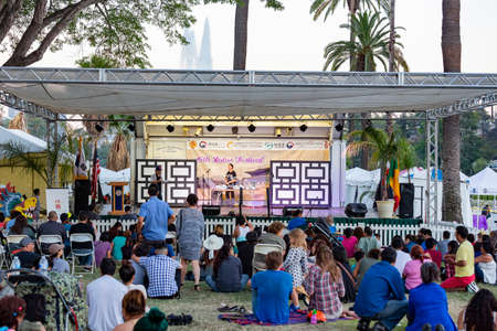 Los Angeles, JUL 9 2016 - Afternoon view of the lotus festival at echo lakeのeditorial素材