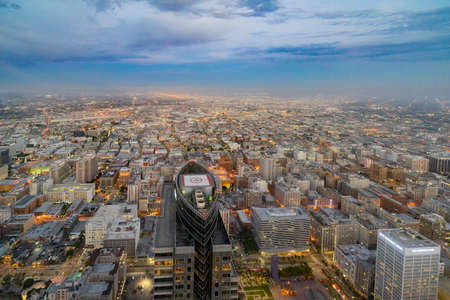 Los Angeles, JUN 27 2016 - High angle view of the Los Angeles downtown cityscape from OUE Skyspace LAのeditorial素材