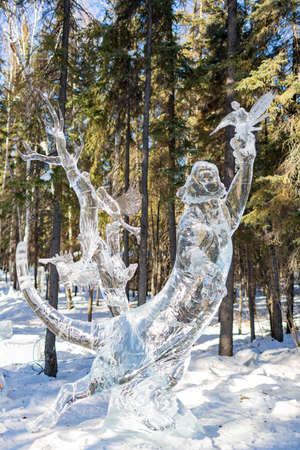 Fairbanks, MAR 19 2015 - Sunny view of beautiful Ice sculptureのeditorial素材