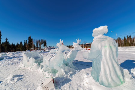 Sunny exterior view of the north pole Santa claus house at Fairbanks, Alsakaのeditorial素材