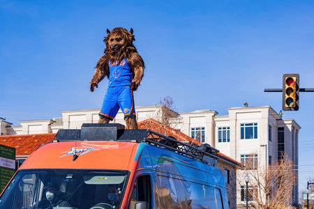 Oklahoma, JAN 17 2022 - Oklahoma City Thunder parade in the Martin Luther King Jr. Paradeのeditorial素材