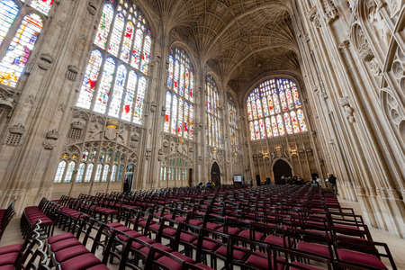 Cambridge, APR 16 2016 - Interior view of church of King's Collegeのeditorial素材