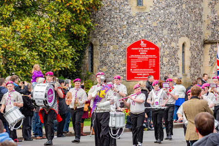 Arundel, APR 24 2016 - Student parade in front of the Arundel Castle