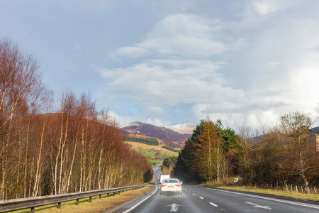 United Kingdom, MAR 26 2016 - Sunny view of the country side of Scotland