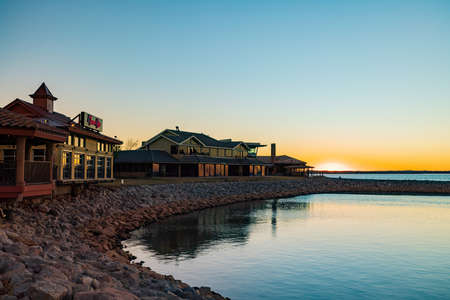 Oklahoma, DEC 12 2021 - Sunet view of the Mama Roja restaurantのeditorial素材