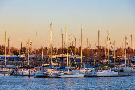 Oklahoma, DEC 12 2021 - Sunset view of the Oklahoma City Boat Clubのeditorial素材