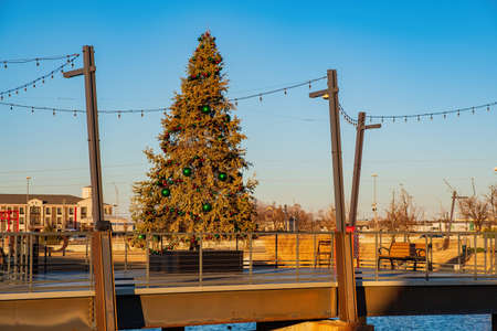 Afternoon view of a christmas tree, building in the Chisholm Creek area at Edmond, Oklahomaのeditorial素材