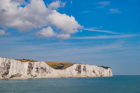 Sunny exterior view of the National Trust - The White Cliffs of Dover at United Kingdomの写真素材