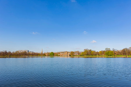 Sunny view of the Kensington Palace in Hyde Park at London, United Kingdom