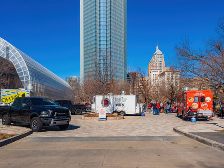 Oklahoma, JAN 29 2022 - Sunny view of the food truck in Lunar New Year Festival