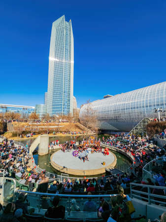 Oklahoma, JAN 29 2022 - Sunny view of the Lion Dance in Lunar New Year Festivalのeditorial素材