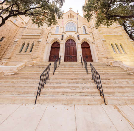 Overcast view of The First Presbyterian Church at Texasの写真素材
