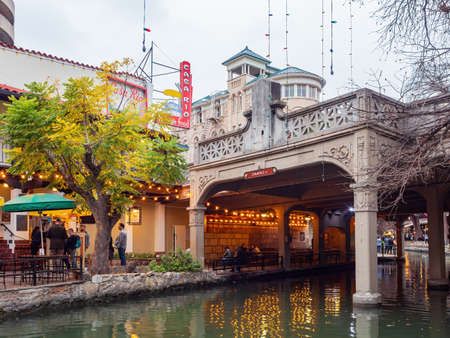 Texas, FEB 2 2022 - Overcast view of the Riverwalkのeditorial素材