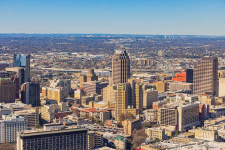 Texas, FEB 5 2022 - High angle view of the downtown cityscapeのeditorial素材