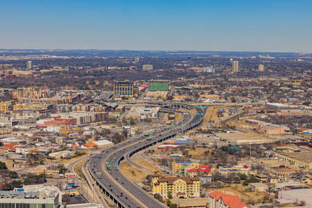 Texas, FEB 5 2022 - High angle view of the downtown cityscapeのeditorial素材
