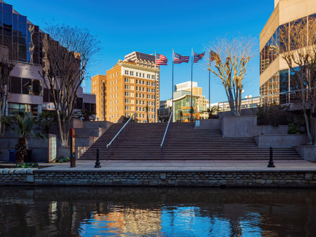 Texas, FEB 5 2022 - Sunny view of Riverwalkのeditorial素材