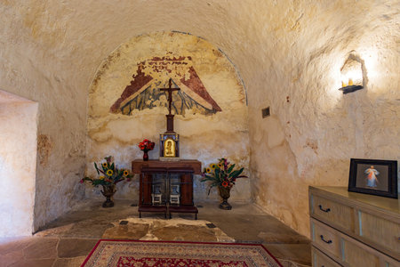 Interior view of the Mission Concepcion at Texasのeditorial素材