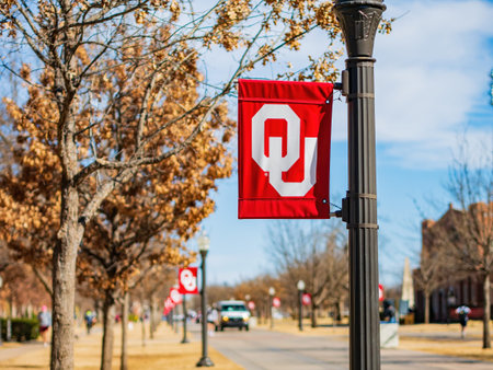 Close up shot of the sign of OU at Oklahomaのeditorial素材