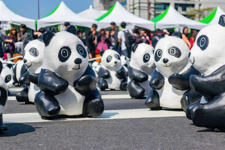 Taipei, FEB 28 2014 - Sunny view of the Paper Panda exhibitionのeditorial素材