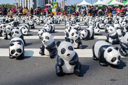 Taipei, FEB 28 2014 - Sunny view of the Paper Panda exhibitionのeditorial素材