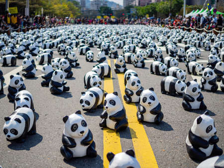 Taipei, FEB 28 2014 - Sunny view of the Paper Panda exhibitionのeditorial素材