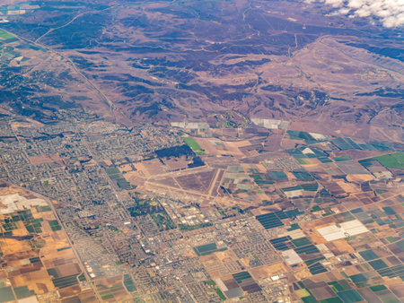 Aerial view of the Santa Maria Airport and cityscape at California