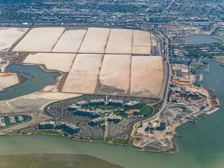 Aerial view of the Redwood City and cityscape at Californiaの写真素材