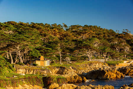 Sunny view of the beautiful 17 mile coastline at Californiaの写真素材