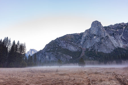 Hazy landscape of the beautiful Yosemite National Park at California