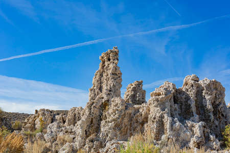 Sunny view of the landscape of Mono Lake at Californiaの写真素材