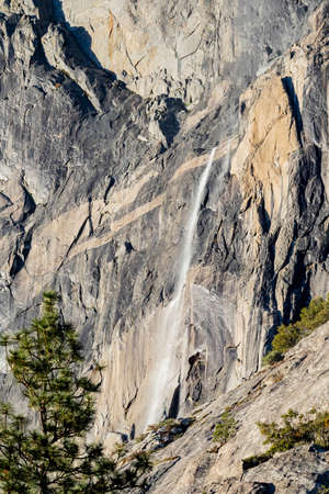 Sunny view of the horsetail fall in Yosemite National Park at California