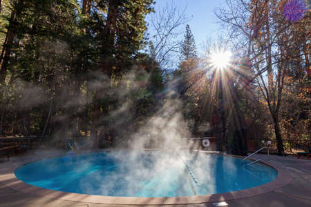 Sunny exterior view of the The Ahwahnee hotel in Yosemite National Park at Californiaのeditorial素材
