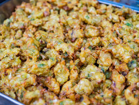 Close up shot of deep fried Oyster fritter at Kinmen, Taiwanの写真素材